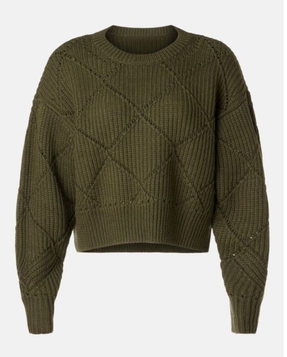 Thakoon Olive Green Diamond Pointelle Sweater Top L